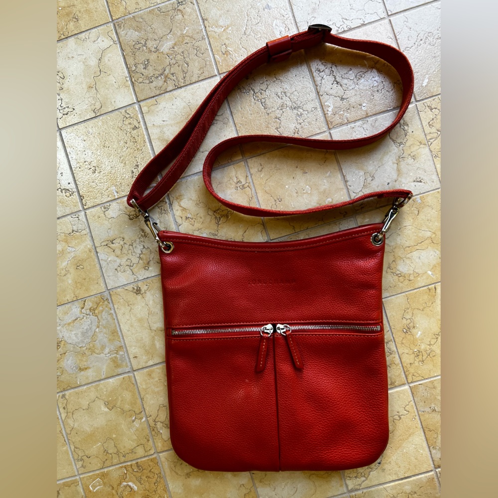 Longchamp leather messenger bag